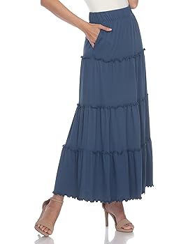 Amazon.com: white mark Women's High Waist Tiered Maxi Skirt